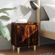 Comodino con Gambe in Legno Massello Rovere Fumo 40x35x50 cm cod mxl 29886
