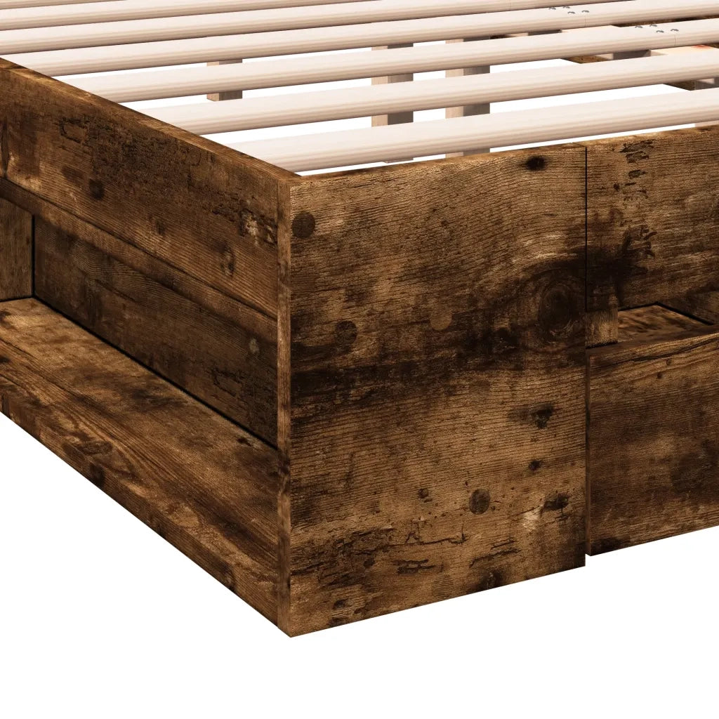 Giroletto con Cassetti Rovere Fumo 200x200 cm Legno Multistrato 3280724