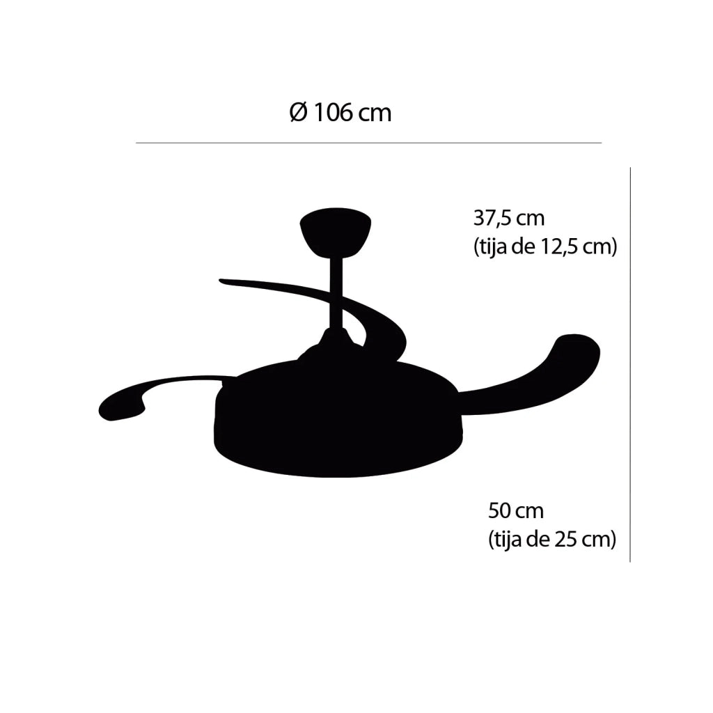 LÚZETE - VENTILATORE DA SOFFITTO LED 48W REGOLABILE CON 4 PALE PIEGHEVOLI SKYLER