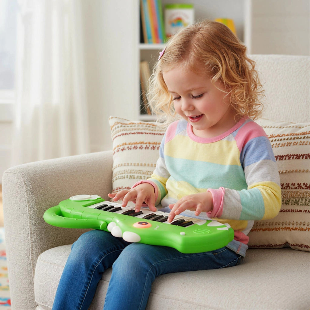 Tastiera pianoforte bambini 25 tasti dinosauro elefante digitale musica-Tastiera luci educativo musicale portatile giocattolo bambini 3+ anni Verde