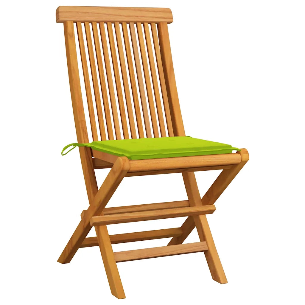 Sedie da Giardino Cuscini Verde Brillante 6 pz Massello di Teak