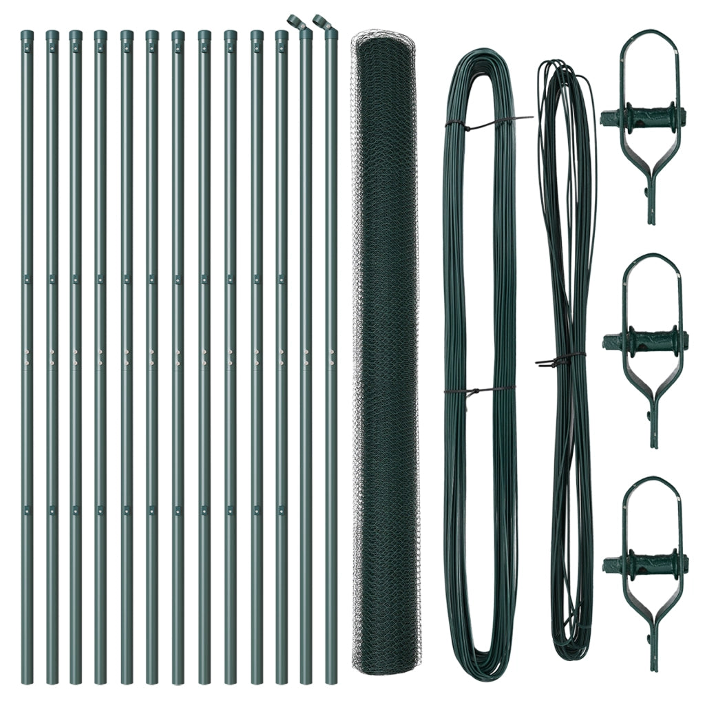 Set di Recinzione Set di 2 Verde Acciaio, rivestimento in PVC