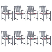 Sedie da Giardino con Cuscini 8 pz in Massello di Acacia Grigie cod mxl 17546