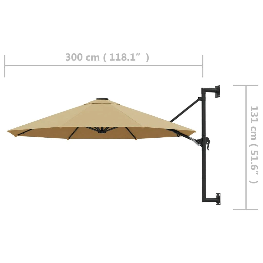 Ombrellone da parete con palo in metallo 300 cm tortora 02_0008688