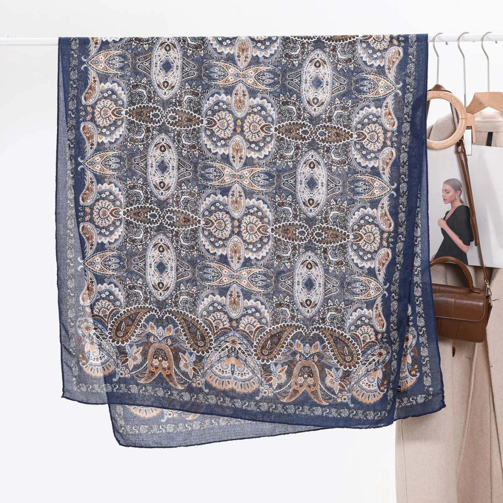 Elegante sciarpa oversize da donna in cotone e lino