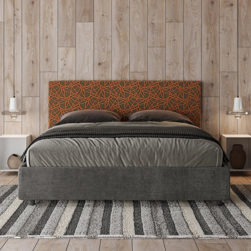 Letto matrimoniale senza rete imbottito 160x210 tessuto Era 2 grigio Arla