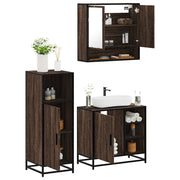 Set Mobili da Bagno 3 pz Rovere Marrone in Legno Multistrato 3300999
