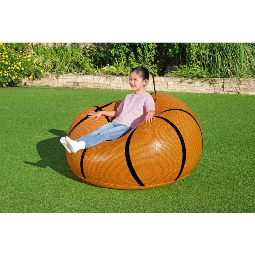 Trade Shop - Poltrona Pouf Gonfiabile Design Palla Da Basket Bambini Ragazzi 114x112x66cm 75103 -