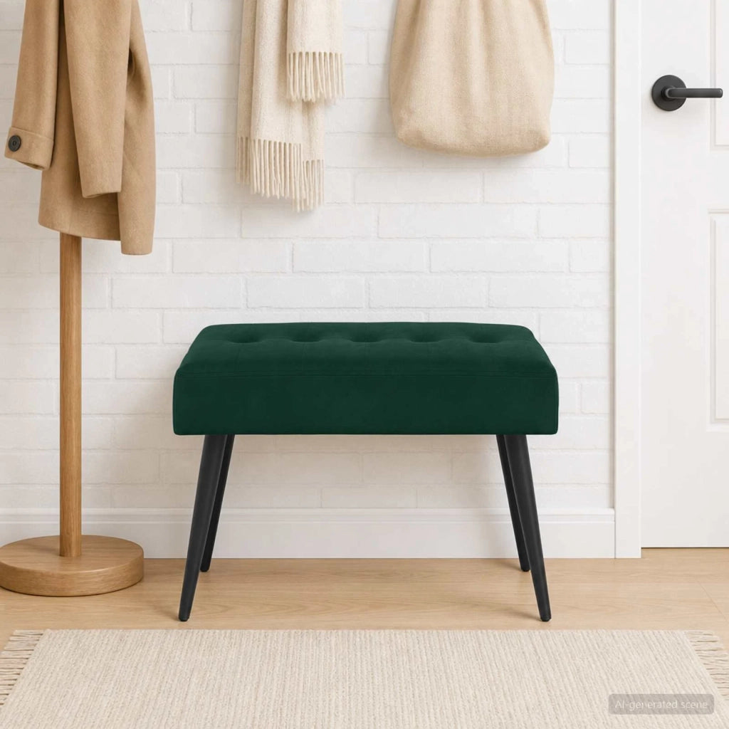Panchina con bottoni imbottiti Verde Scuro 60 x 40 x 45 cm 42038503