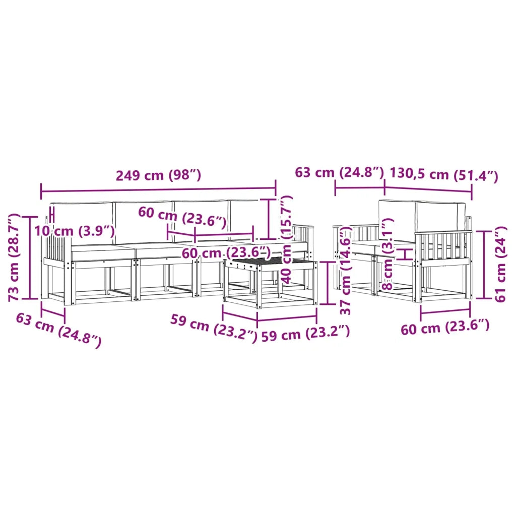 Set di divani da esterno 7 pz Bianco e Beige 3387277