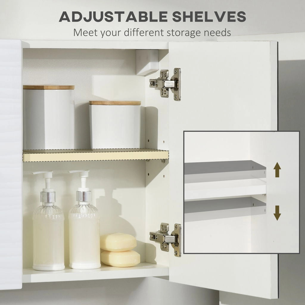 ARMADIO A SPECCHIO DA BAGNO CON 4 RIPIANI REGOLABILI 48X15X45 CM BIANCO