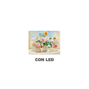 Quadro led vaso di fiori bianco rettangolare cm40x30x1,8
