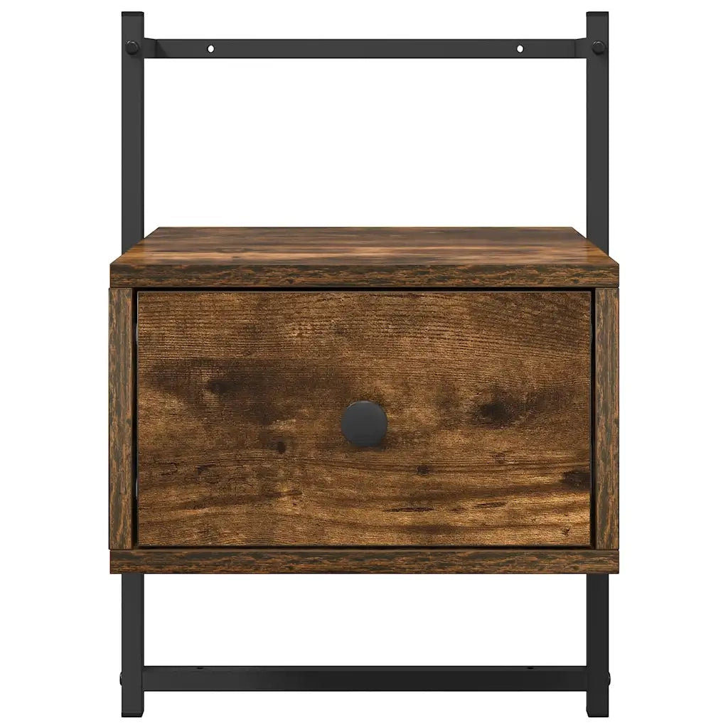 Comodini a Muro 2 pz-Set di 2 Tavolino da notte Rovere Fumo 35x30x51 cm Legno Multistrato