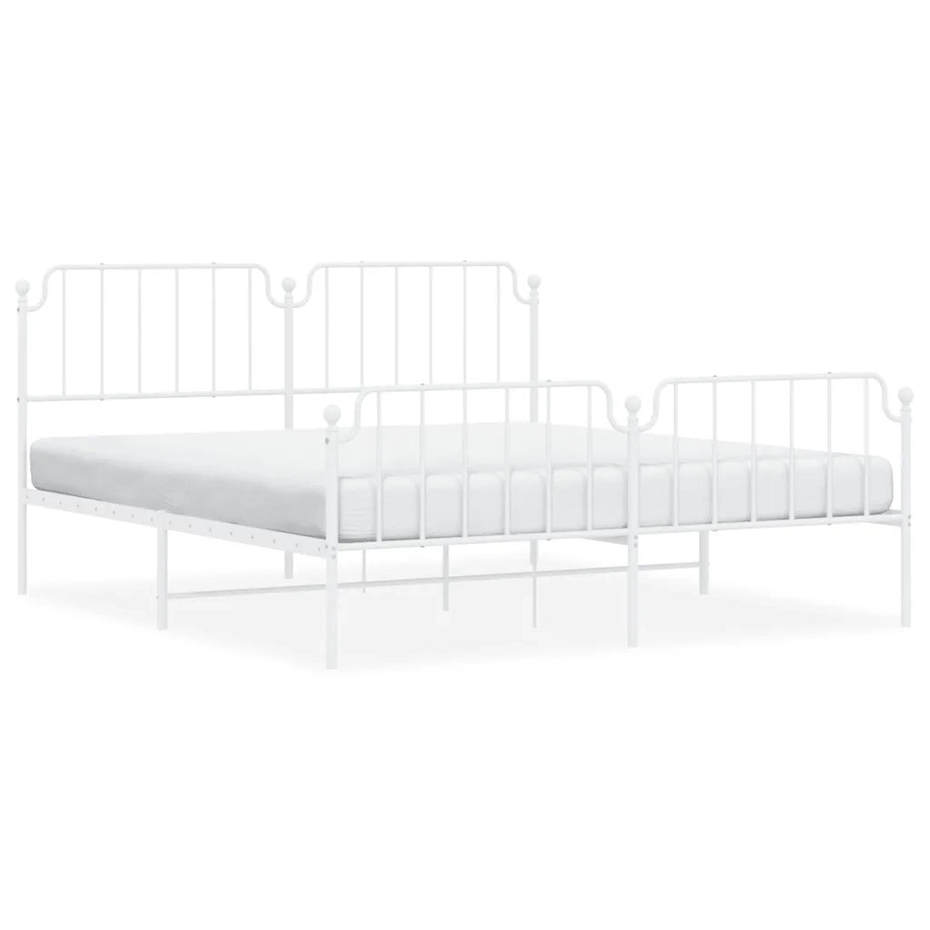 Giroletto con Testiera e Pediera Metallo Bianco 183x213 cm 373959