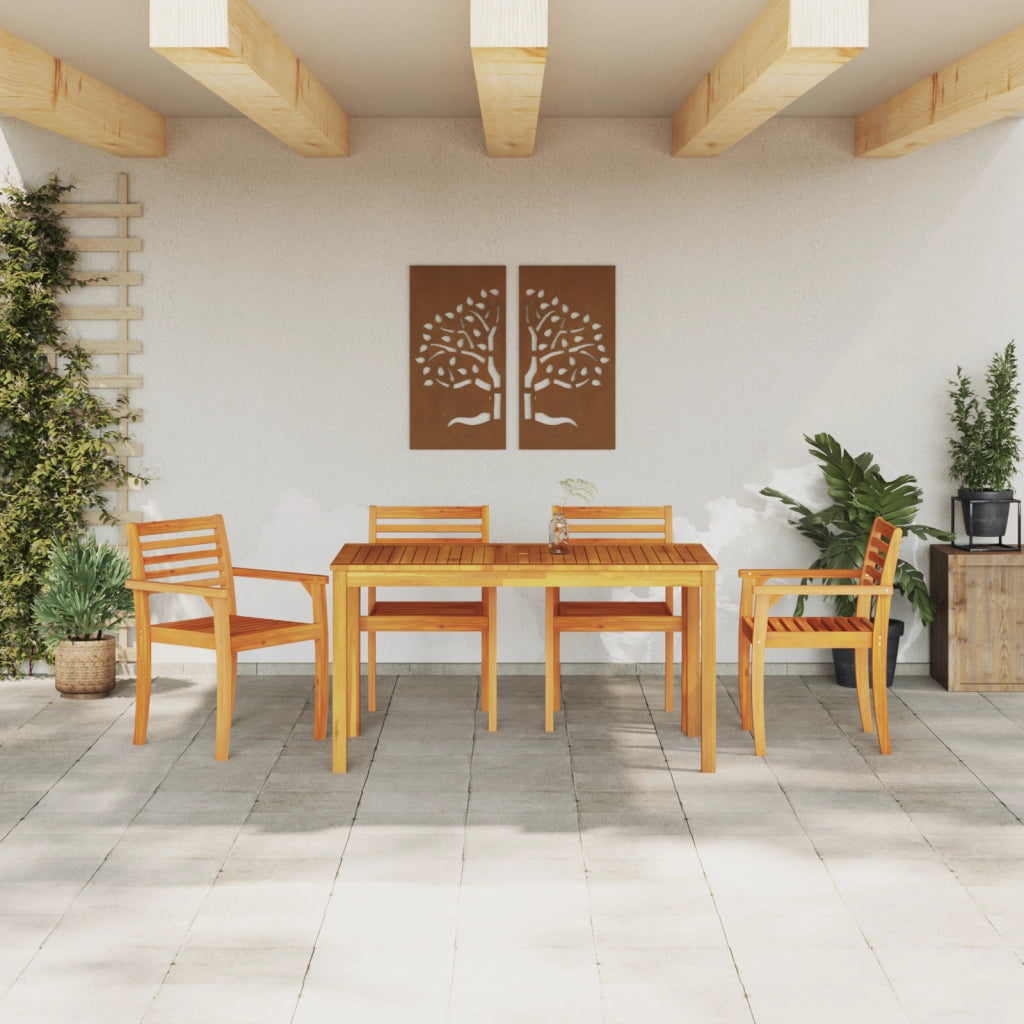 Set da Pranzo da Giardino da 5 Pezzi in Legno Massello di Acacia
