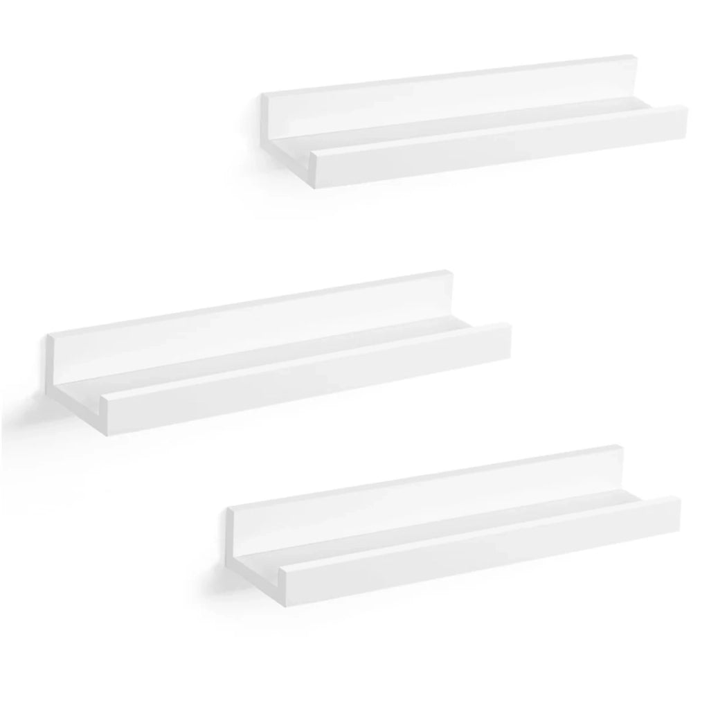 Set di 3 mensole da parete sospese in MDF 38 x 10 cm per cornici libri esposizione stoccaggio bianco 3 12_0002876