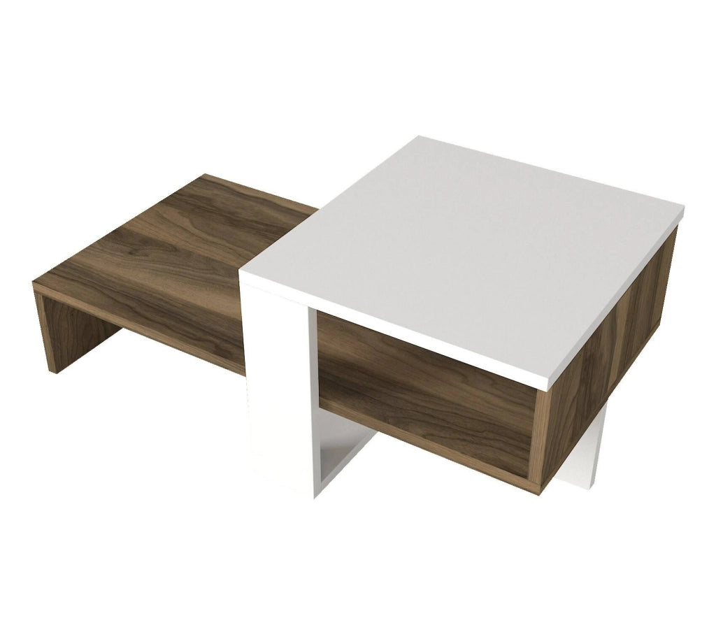 Pontey, Tavolino da Salotto Forma Fantasia, 44x40x33h cm Bianco Noce