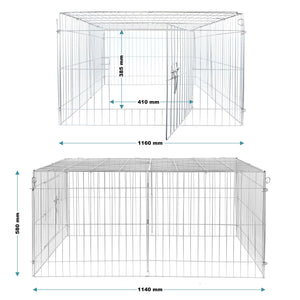 Recinto per piccoli animali 144 x 116 x 58 cm con telo parasole recinzione per conigli e lepri