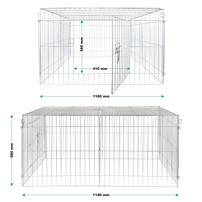 Recinto per piccoli animali 144 x 116 x 58 cm con telo parasole recinzione per conigli e lepri