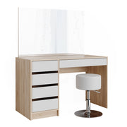 Vicco Tavolo da toeletta Bianco/Sonoma 120 cm con sgabello