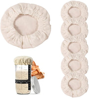 Copertura di tessuto 11 cm - Coperchio di cotone riciclabile - Coperchio respirante - Coperchio elastico - Coperchio di contenitore per lievito madre - 6 pezzi