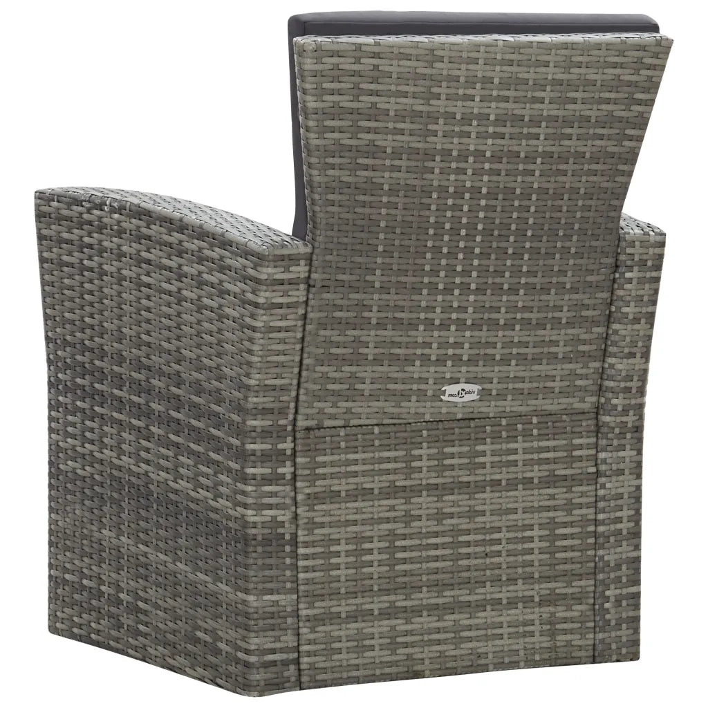 Set Divani da Giardino 4 pz | Set Salotto da Giardino con Cuscini in Polyrattan Grigio