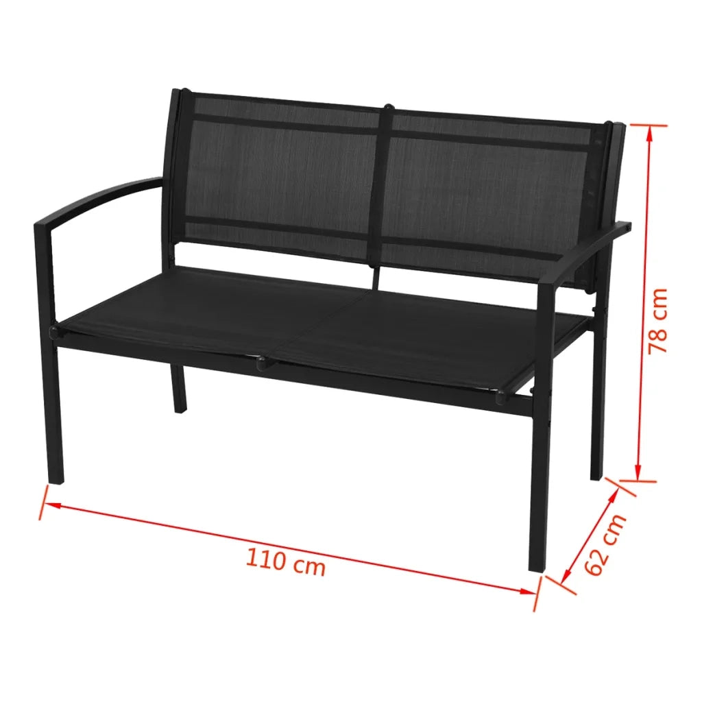 Set da Pranzo da Giardino 4 pz | Set Salotto da Giardino in Textilene Nero