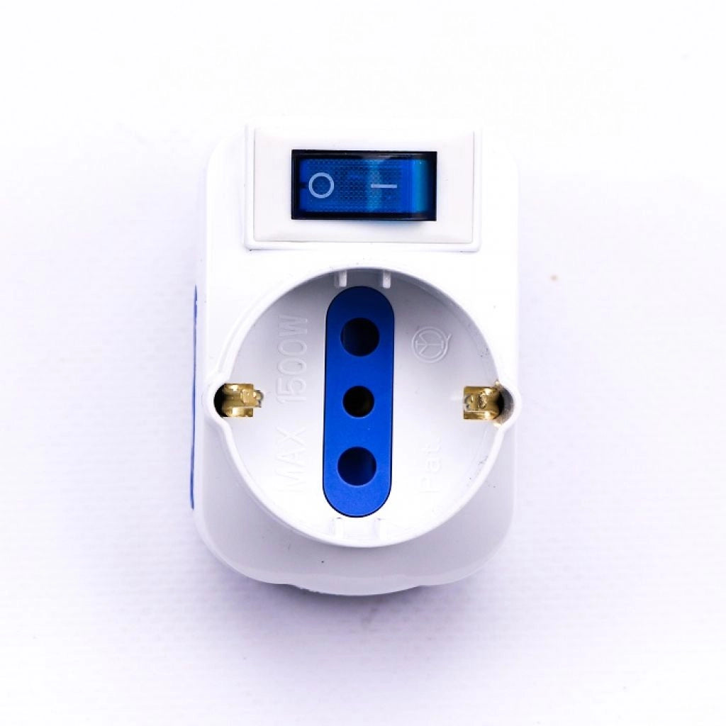 Spina Adattatore 16A 2 Prese 2p + T 10/16A Bipasso + 1 preca/Schuko con interruttore