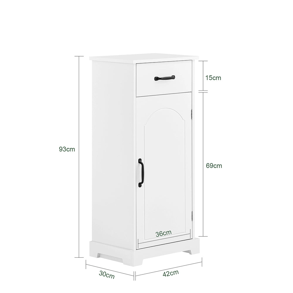 SoBuy Mobiletto Bagno Salvaspazio – Mobiletto Bagno Stretto con Cassetti e Ripiani Regolabili, Cassettiera nel legno, Resistente all'Umidità, Bianco, 42x30x93cm, BZR207-W