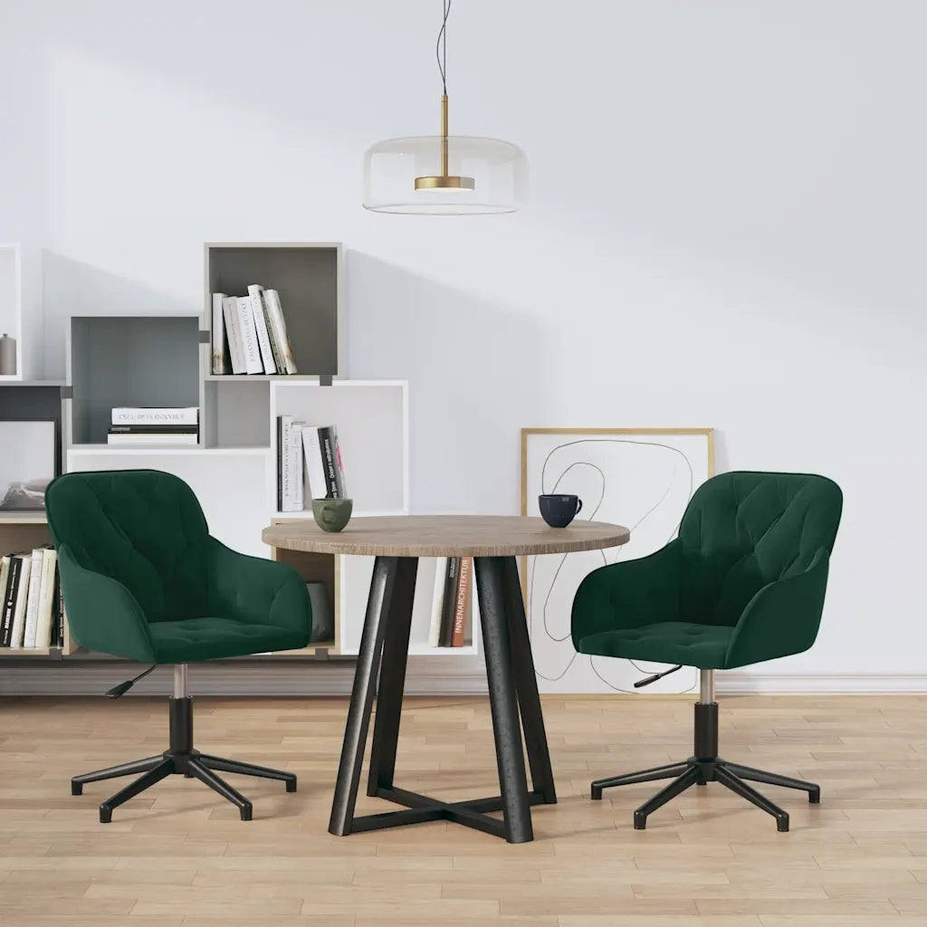 Sedie da Pranzo Girevoli 2 pz | Sedie da cucina Verde Scuro in Velluto