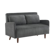 Divano letto in velluto a coste con gambe in legno, 2 posti, grigio