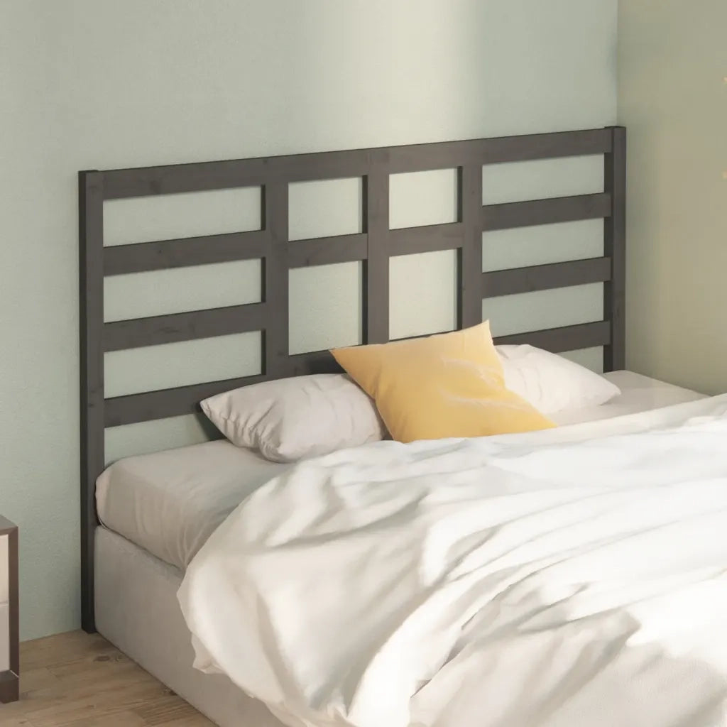 Testiera | Testata per Letto Grigia 126x4x104cm in Legno Massello di Pino