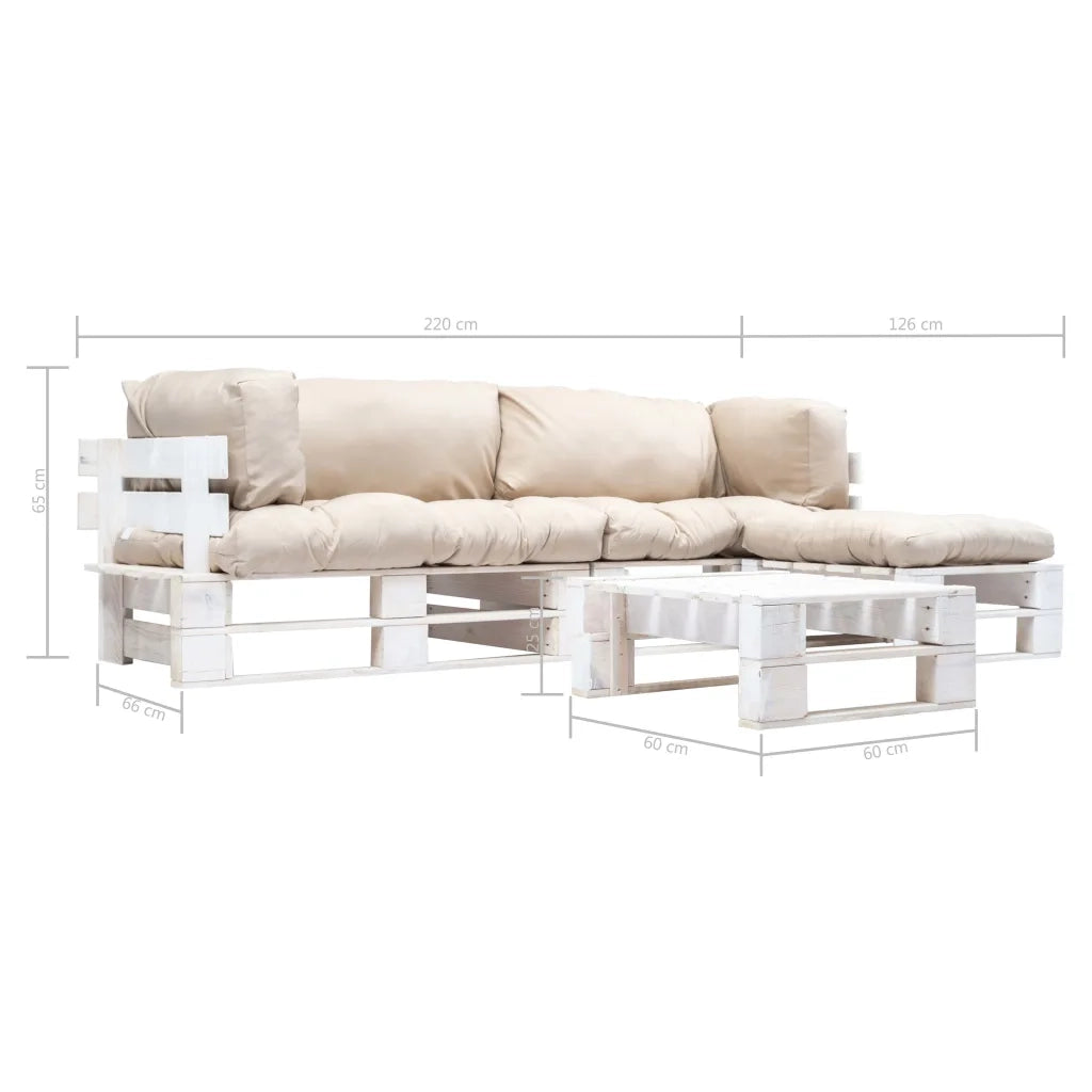 Divani da Giardino su Pallet 4 pz Cuscini Sabbia in Legno cod mxl 44988