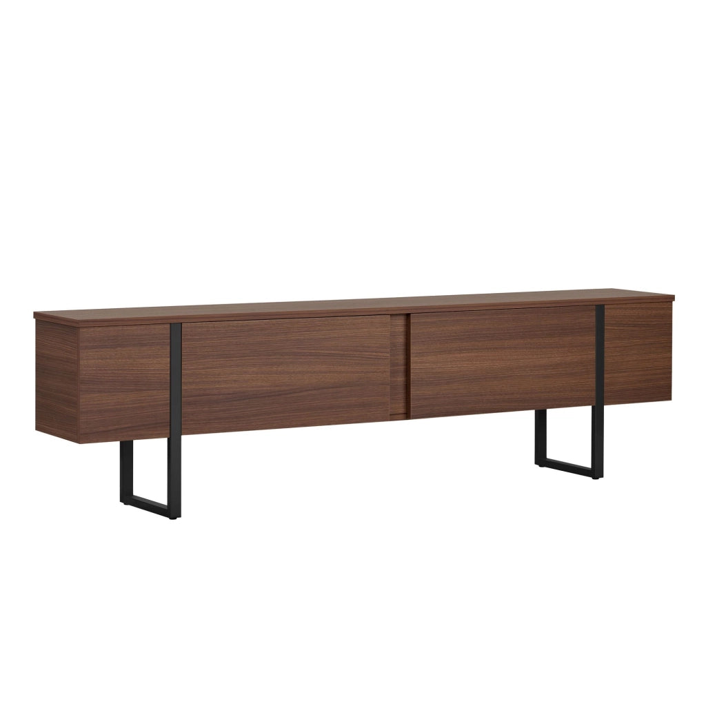 Porta TV in legno "Onera" - 180 x 30 x 50 cm - Noce / Nero