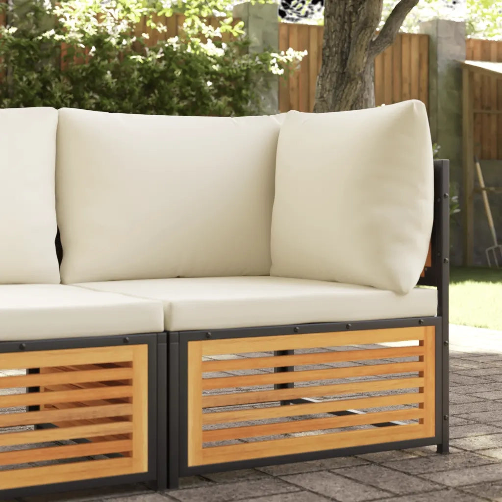 Divano Angolare Giardino con Cuscini-Sofa da Giardino-Divanetto da esterno Legno Massello di Acacia 978962