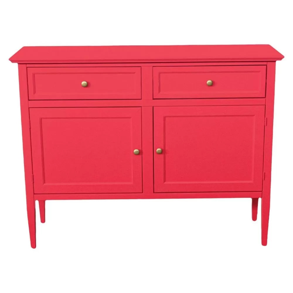 Madia credenza 2 porte 2 cassetti legno shabby rosso lampone 110x35x83 - Mobili 2G
