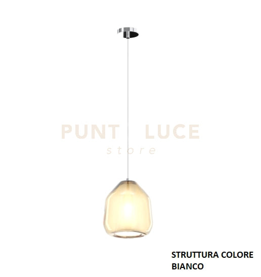 SOSPENSIONE BIANCO 1 LUCE VETRO BETA AMBRA 1176BI-S1 BETA-AM