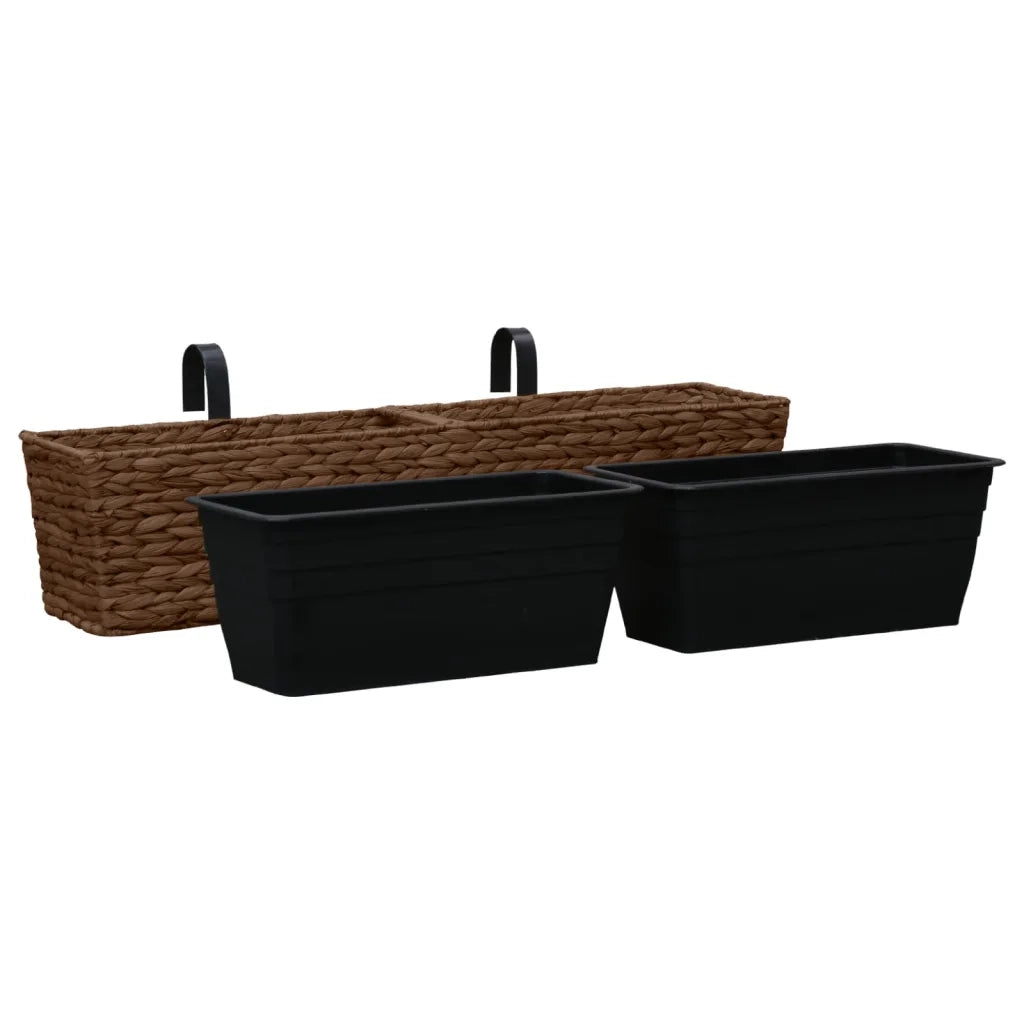 2 pz Fioriere | Cassetta per fiori | Vaso in Giacinto Intrecciato Marrone