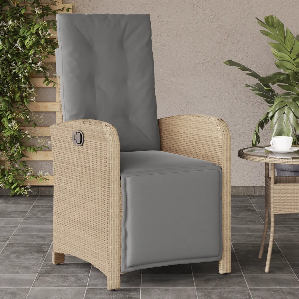 Sedia Reclinabile Giardino | Sedie da Esterno e Poggiapiedi Beige Misto Polyrattan