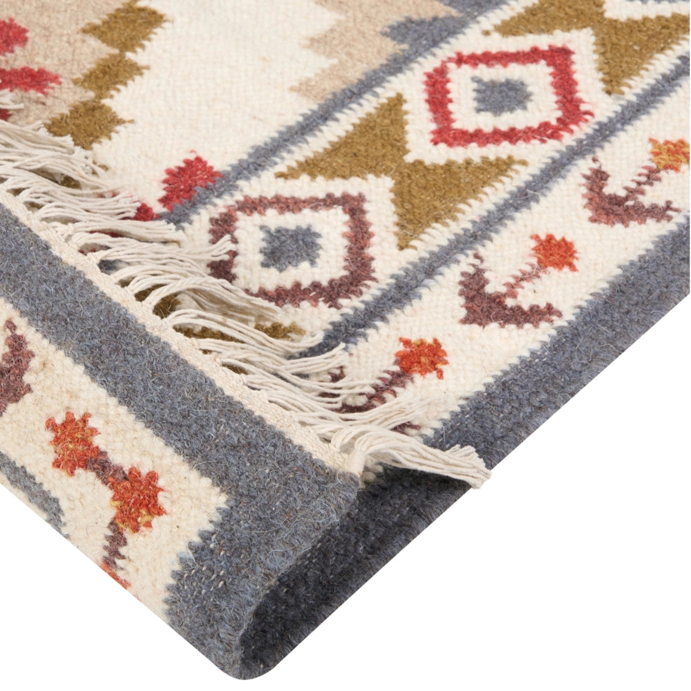 Tappeto di lana multicolore kilim a mano 80 x 300 cm soggiorno camera da letto