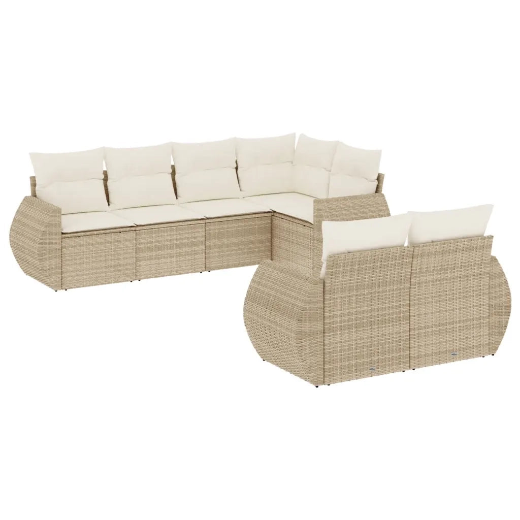 Set Divani da Giardino 7 pz con Cuscini Beige in Polyrattan 3221607