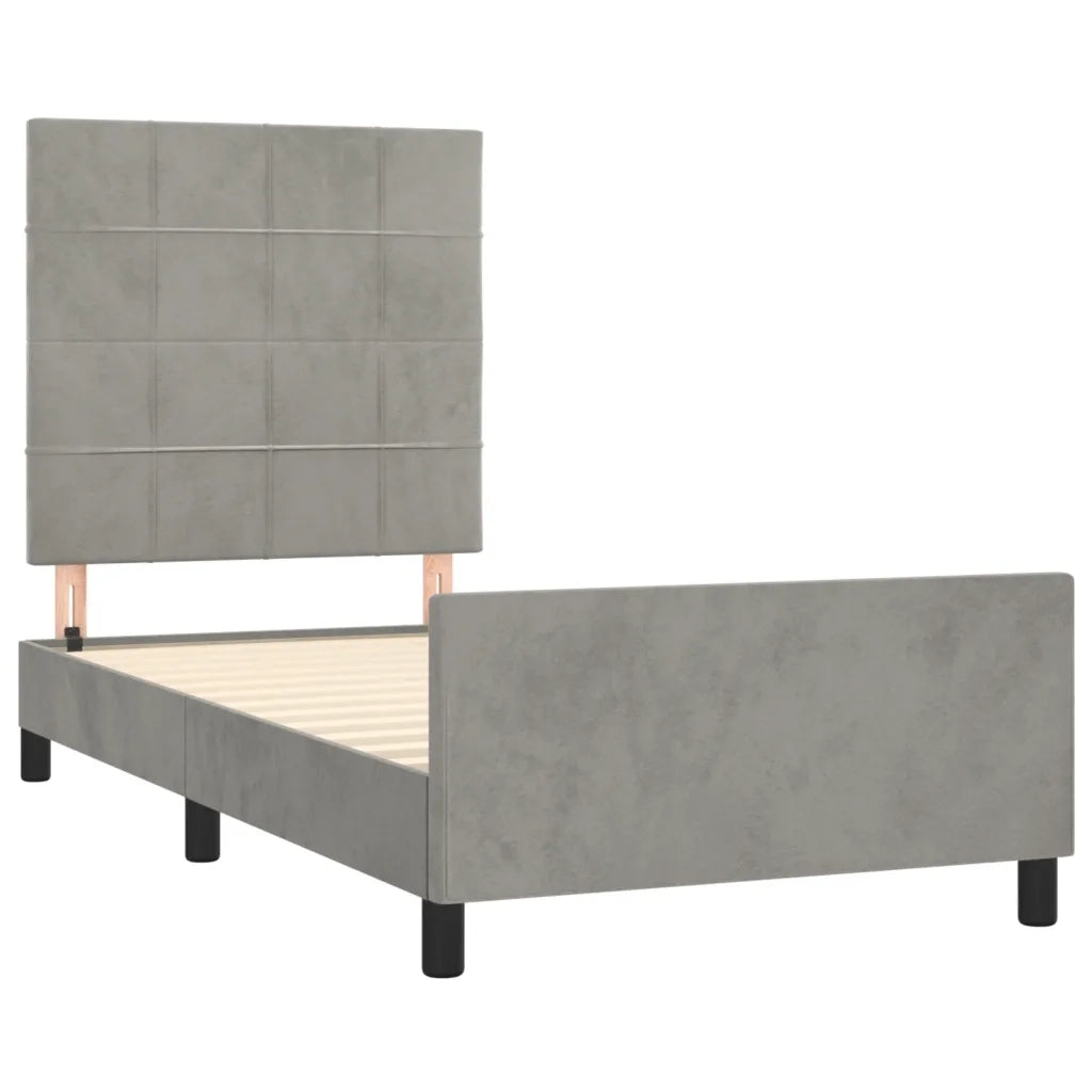 Giroletto con Testiera Grigio Chiaro 90x190 cm in Velluto cod mxl 57593