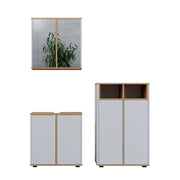 Vicco Set mobili bagno Bianco/Artisan 3 parti, unità midi con 2 porte
