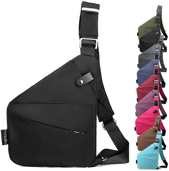 Borsa antifurto in nylon per viaggio, unisex, leggera, facile da utilizzare e con grande capacità, adatta per il viaggio e il trasporto quotidiano. 

Modello: Rechterschouder - nero