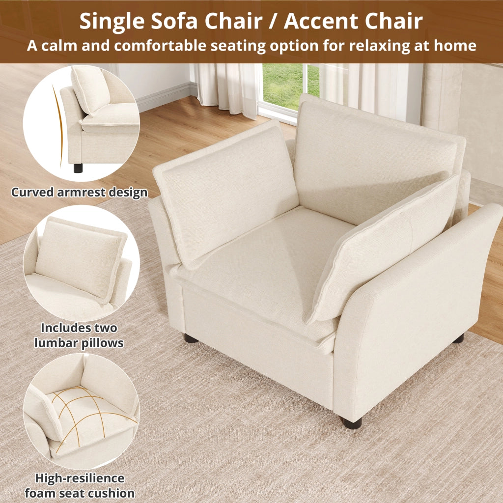 Divano modulare 3 2 1 componibile 6 7 posti con cuscini bracciolo design ergonomico per soggiorno in ciniglia beige