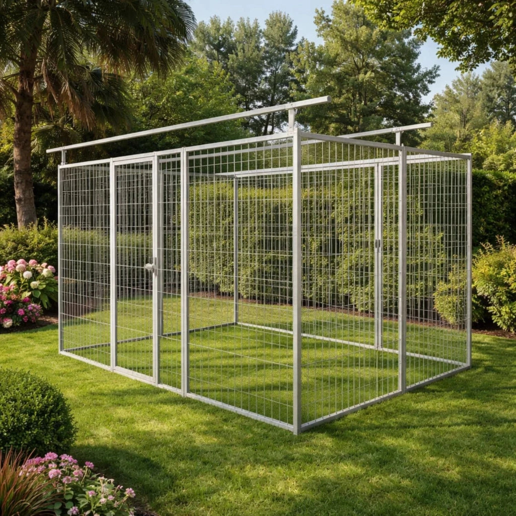 Box per cani in rete predisposto alla copertura zincato a caldo da 300x200x altezza 180 cm