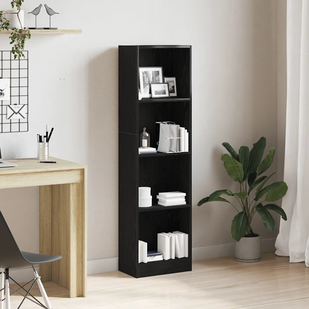 Libreria-Scaffale per Libri-Mobile di Stoccaggio Rovere Nero 40x24x143 cm in Legno Multistrato