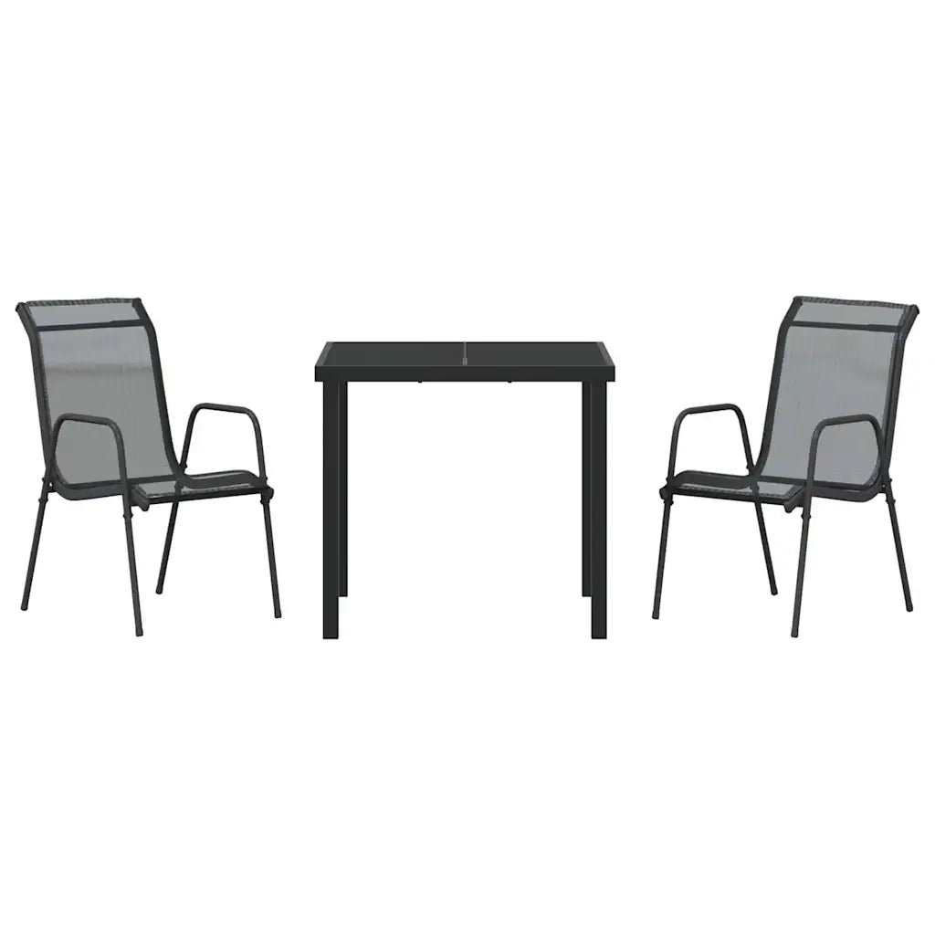 Set da Pranzo per Giardino 3 pcs Nero