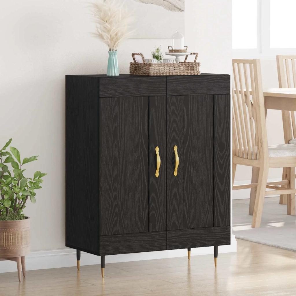 Credenza | Madia | Buffet da pranzo | Armadio da pranzo Rovere Nero 69,5 x 34 x 90 cm Legno multistrato