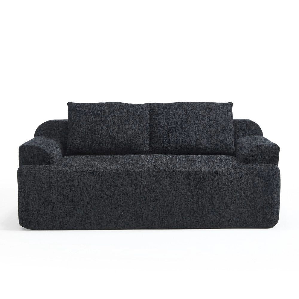 Divano 2 posti ¨C Minimal ¨C Nero tessuto con cuscini memory foam